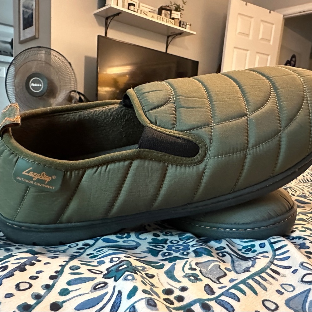 Green Quilted Slip-On Loafers with Cushioned Sole
